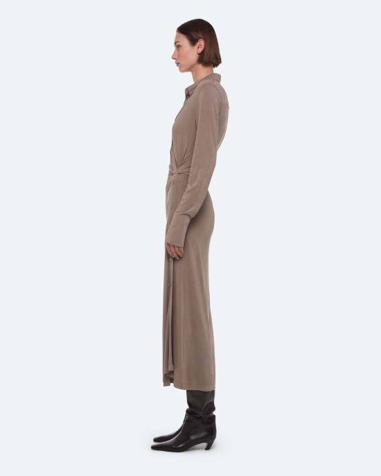  헬무트랭 롱 원피스 헬무트 랭 트위스티드 셔츠 드레스 폴른 록 - HELMUT LANG
