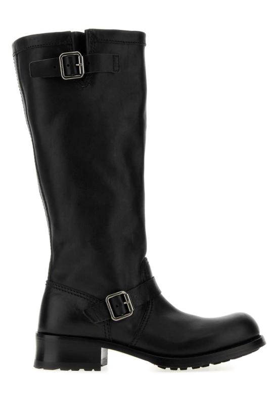26FW 프라다 더블 버클 레더 부츠 1W412OF040V69 F0002 BLACK