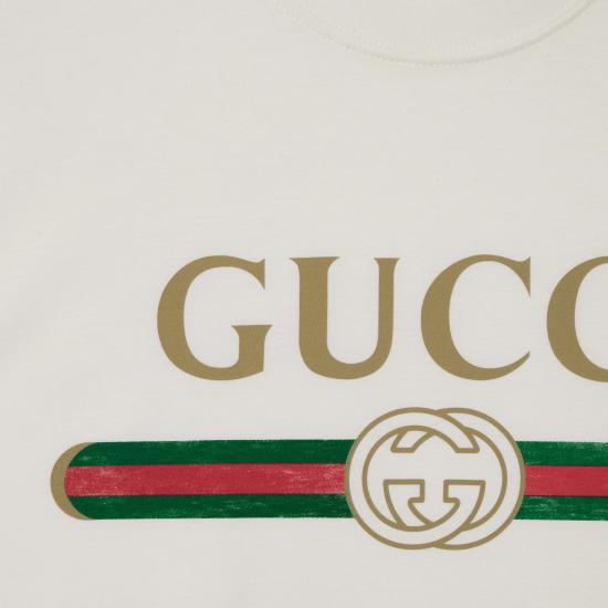 26FW 구찌 프린트 실크 저지 티셔츠 864626 XJHUF 9280 WHITE DOM - GUCCI