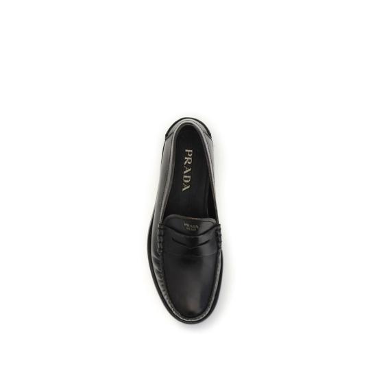 26FW 프라다 엔틱 레더 로퍼 PR2DB239FX0002HIIF0Y71BB BLACK - PRADA