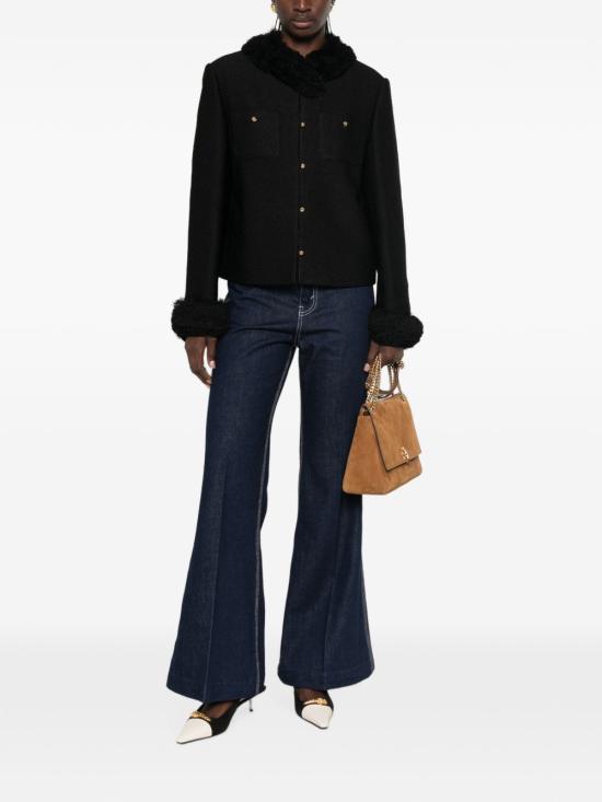 26FW 셀린느 로고 패치 하이웨이스트 플레어 데님 팬츠 RP0HW 726V07IN BROWN - CELINE
