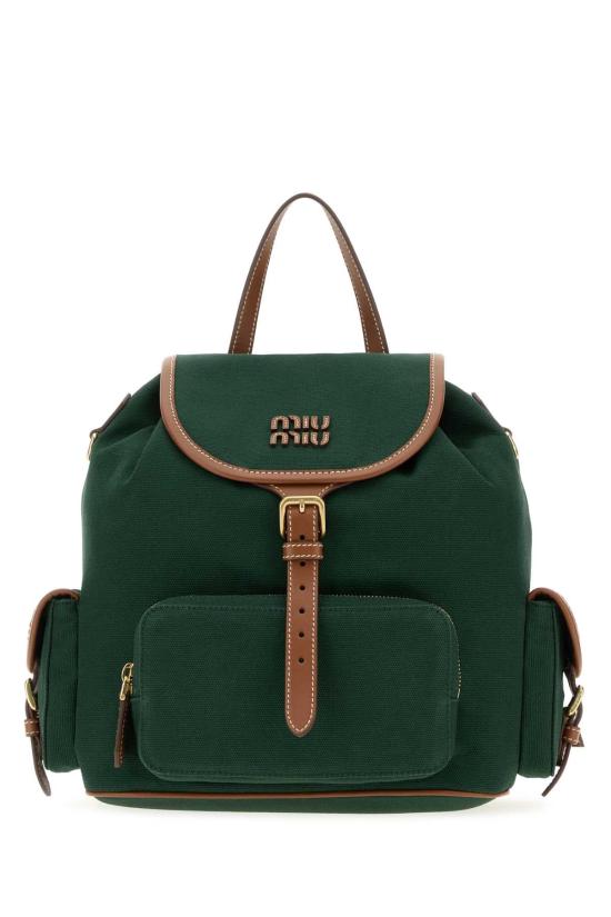 26FW 미우미우 캔버스 레더 로고 백팩 5BZ0422IBQ F04VM GREEN