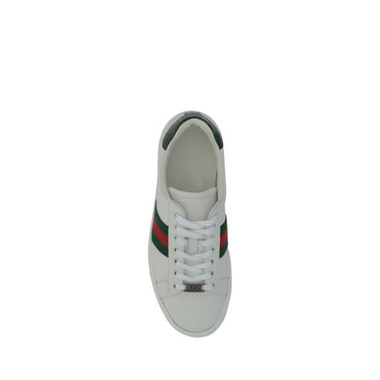 26FW 구찌 에이스 웹 레더 스니커즈 GU757943AACAG9055BB WHITE - GUCCI