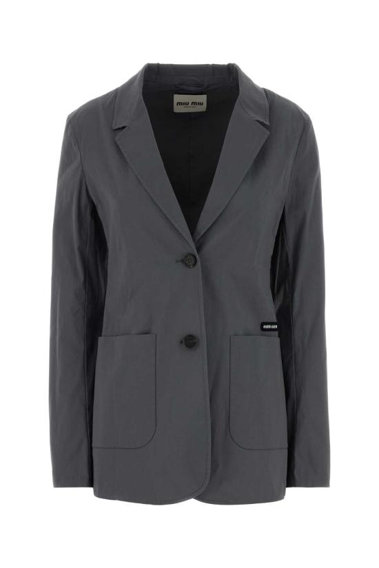 26FW 미우미우 워시드 포플린 스트레치 재킷 MH2071SOOO6472 F0D65 GRAY