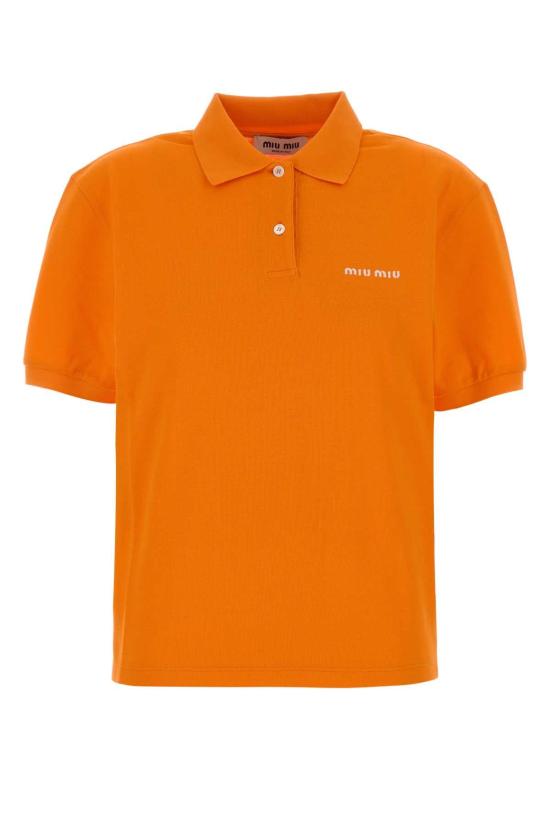26FW 미우미우 로고 자수 폴로 셔츠 MJN535SOOO14RW F0049 ORANGE