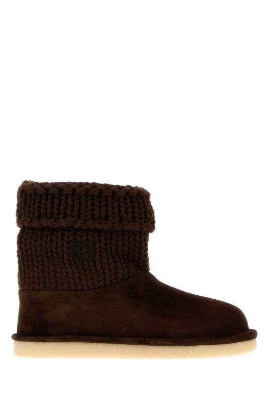26FW 미우미우 스웨이드 니트 부티 부츠 5U796EF0153A31 F0003 BROWN