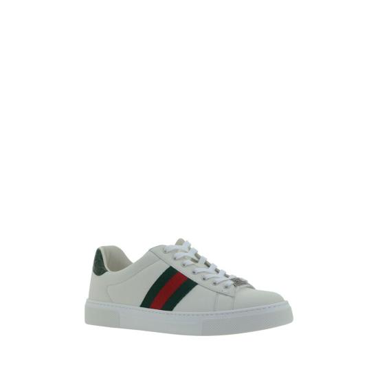 26FW 구찌 에이스 웹 레더 스니커즈 GU757943AACAG9055BB WHITE - GUCCI