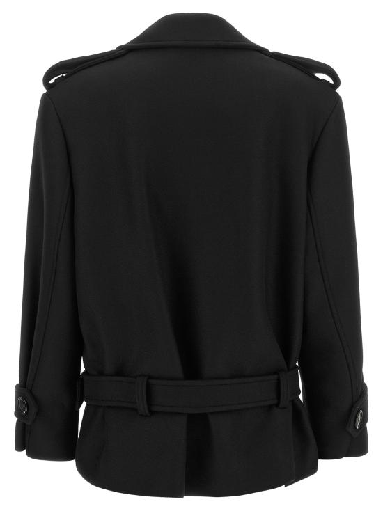 26FW 핑코 트렌치 코트 더블 브레스트 벨트 , 블랙 트렌치 - PINKO