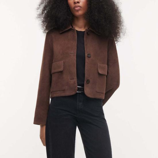  AR STUDIO 무스탕 Ar Studio Marley 염소 가죽 스웨이드 재킷 카카오 브라운 - OTHER BRANDS
