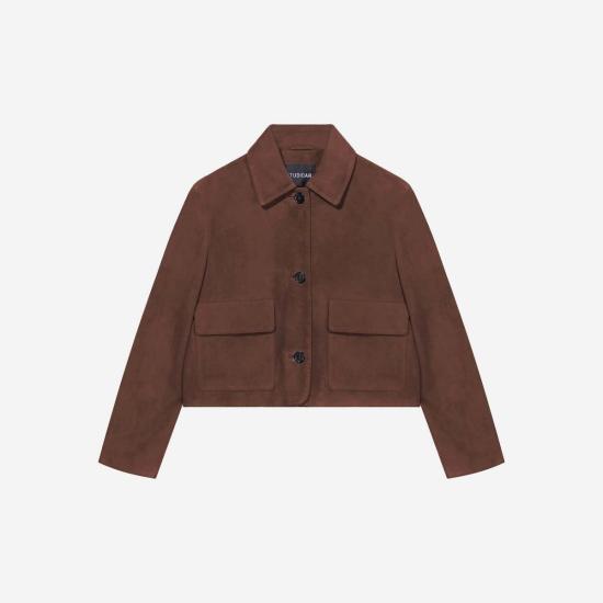  AR STUDIO 무스탕 Ar Studio Marley 염소 가죽 스웨이드 재킷 카카오 브라운 - OTHER BRANDS