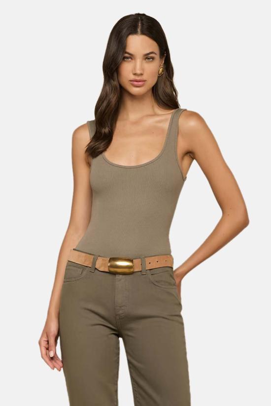  라장스 바디수트 티셔츠 5738CMR SMOKEY OLIVE - L'AGENCE