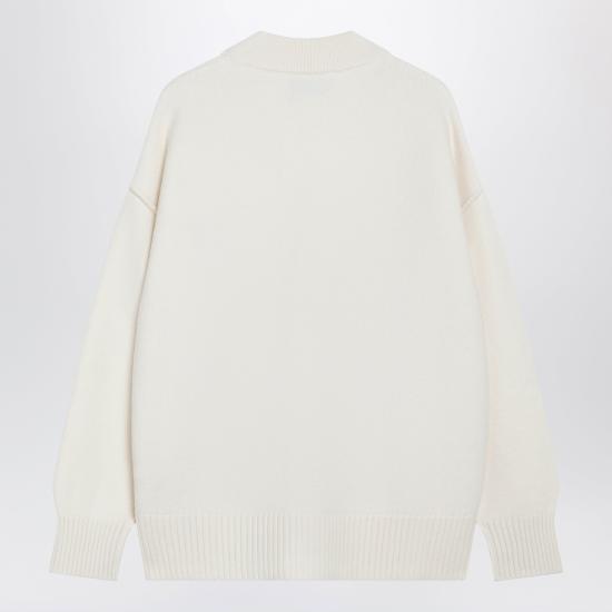 26FW 아미 하트 로고 인타르시아 V넥 가디건 UKC367018 White - AMI