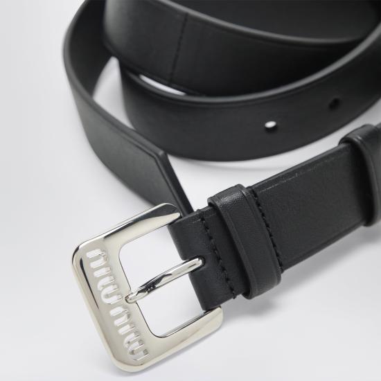 26FW 미우미우 메탈 버클 레더 벨트 5CC545EFX Black - MIU MIU
