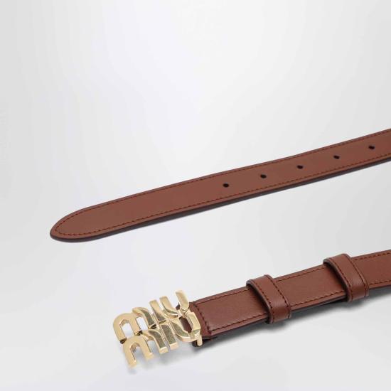26FW 미우미우 버클 레더 벨트 5CC5652AIX Brown - MIU MIU