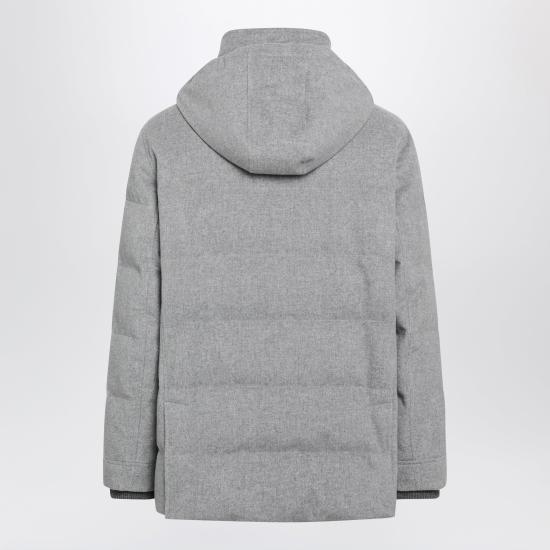 26FW 브루넬로 쿠치넬리 본디드 울 플란넬 탈부착 후드 다운 자켓 MM4701823WO Grey - BRUNELLO CUCINELLI