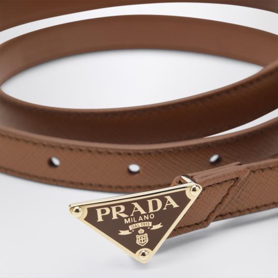 26FW 프라다 사피아노 트라이앵글 로고 벨트 1CC621053 Brown - PRADA