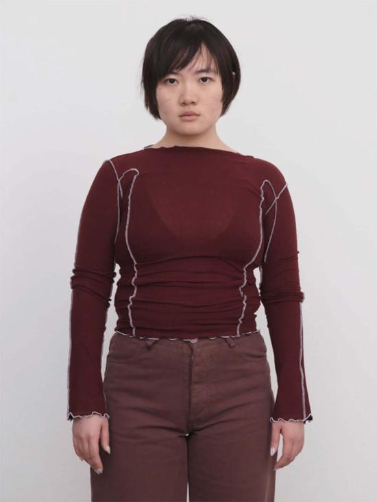  베이스레인지 긴팔 티셔츠 오마토 긴팔 탑 나라 레드