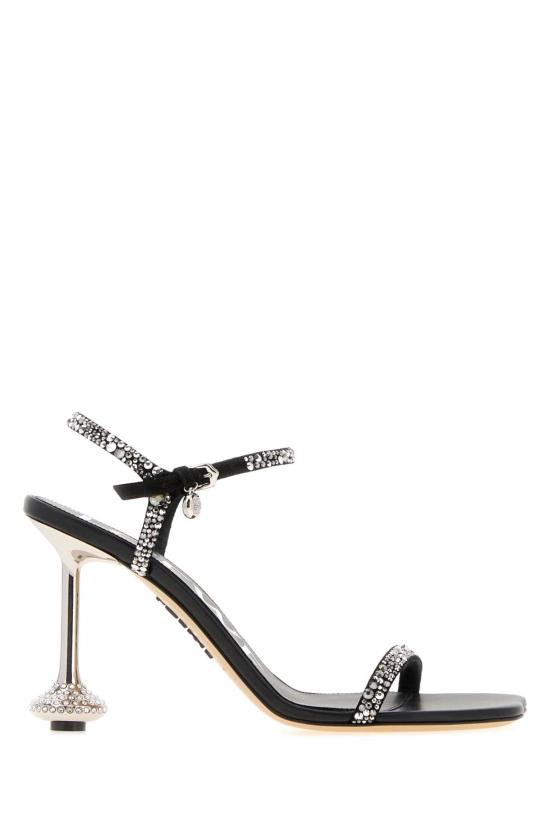 26FW 로에베 토이 스웨이드 스트라스 샌들 LLST465X07 BLACKSILVER