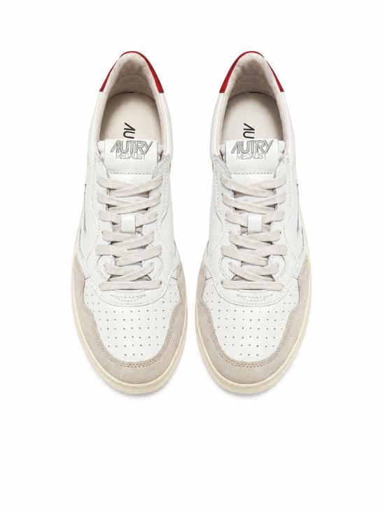 26FW 오트리 메달리스트 로우 스니커즈 AULMLS 43 LEAT SUEDE WHT RED - AUTRY