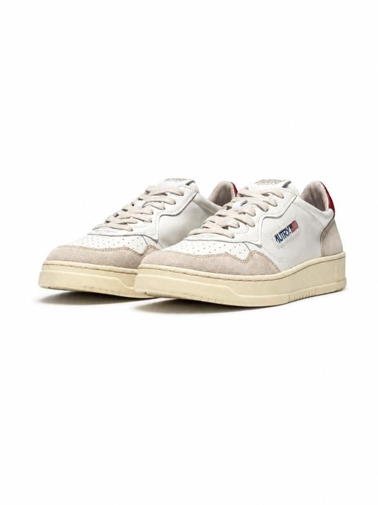 26FW 오트리 메달리스트 로우 스니커즈 AULMLS 43 LEAT SUEDE WHT RED - AUTRY