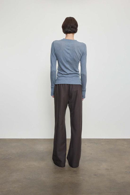  엔자 코스타 긴팔 티셔츠 캐시미어 이지 커프드 크루 티셔츠 스틸 블루 - ENZA COSTA