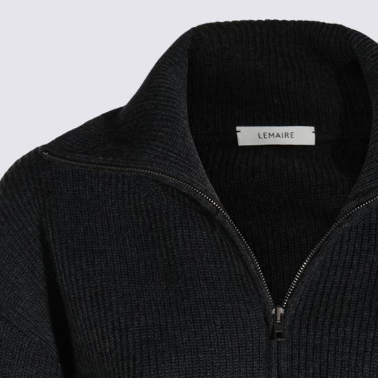 26FW 르메르 집업 니트 PO0051 LK1068 BK300 Ash melange - LEMAIRE