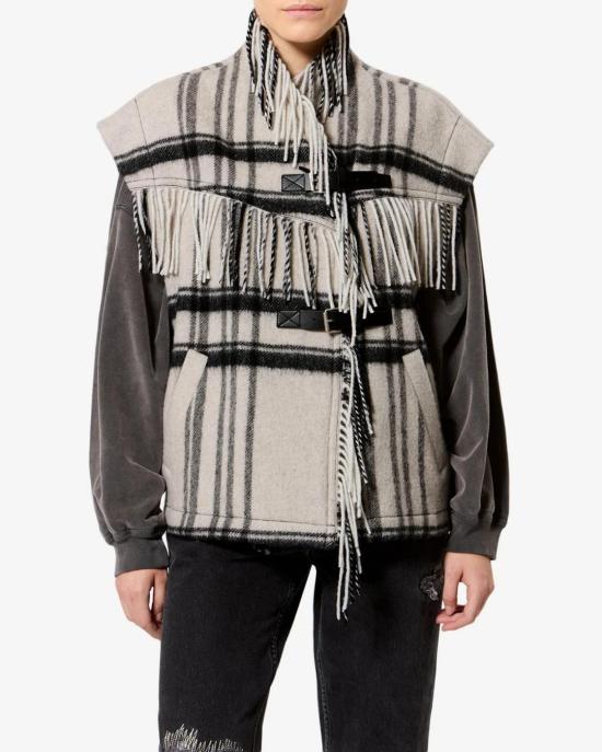 26FW 이자벨마랑 베스트 GI0099FA D3D01EECBK Ecru black - ISABEL MARANT