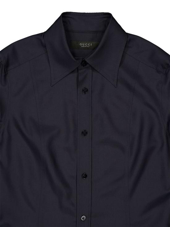 26FW 구찌 실크 포플린 셔츠 A007YM ZAVRW4440 INK - GUCCI