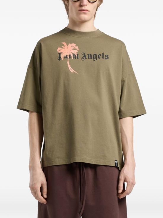 26FW 팜앤젤스 반팔 티셔츠 PAMAA03W26JR06 5410 OLIVE GREEN - PALM ANGELS
