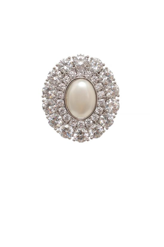 26FW 셀프 포트레이트 이어링 AW26649EP OVAL CRYSTAL PEARLPEARL SILVER - SELF PORTRAIT
