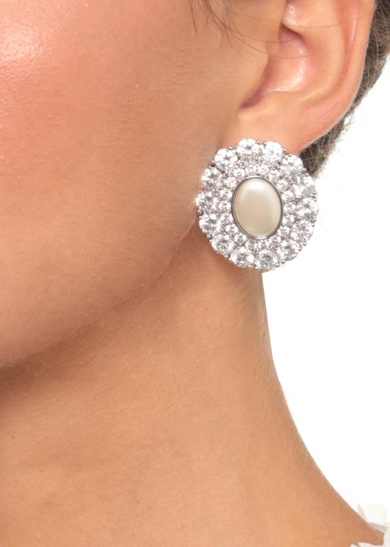 26FW 셀프 포트레이트 이어링 AW26649EP OVAL CRYSTAL PEARLPEARL SILVER - SELF PORTRAIT