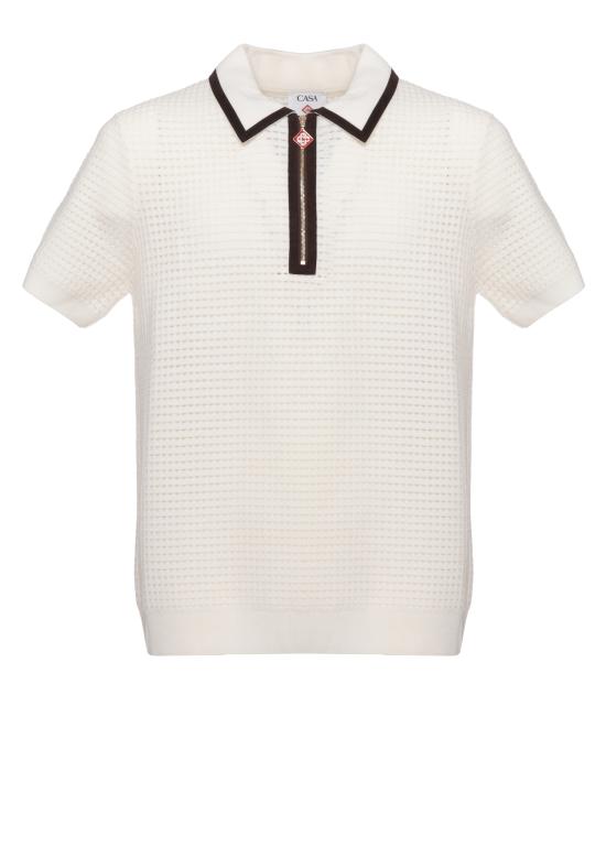 26FW 카사블랑카 폴로 티셔츠 MAW26KW148001 MERINO WOOL WHITE AVORIO