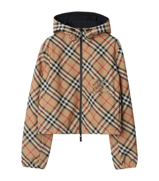 26FW 버버리 크롭 리버시블 체크 재킷 8125112 SAND BEIGE DOM