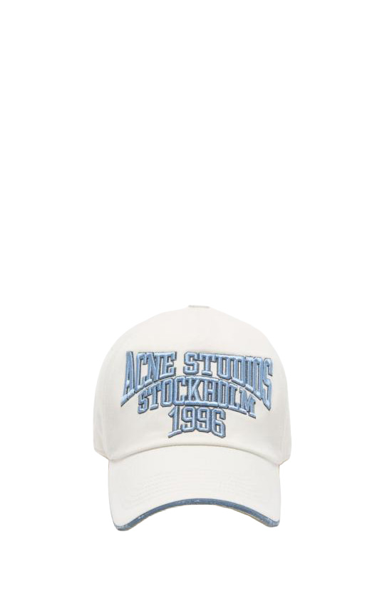 26FW 아크네 스튜디오 컬리지 자수 로고 베이스볼 캡 C40482 AHX WHITE GREY DOM