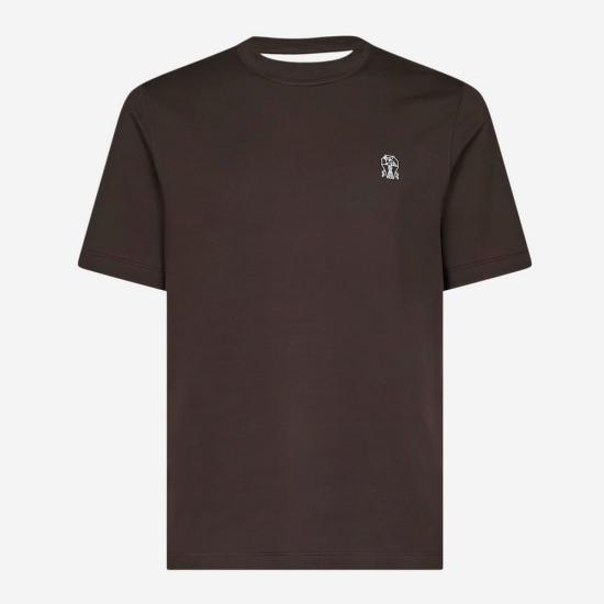 26FW 브루넬로 쿠치넬리 코튼 저지 크루넥 티셔츠 M0B138440 CXR90 BROWN DOM