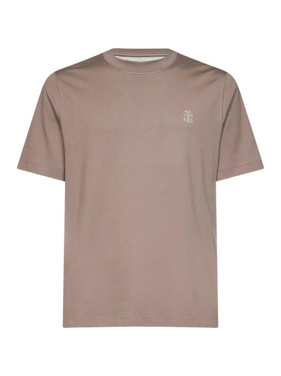 26FW 브루넬로 쿠치넬리 코튼 저지 크루넥 티셔츠 M0B138440 COA08 LIGHT BROWN DOM