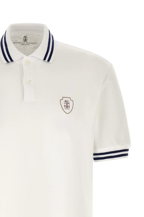 26FW 브루넬로 쿠치넬리 로고 자수 폴로 셔츠 M0B133940T CK640 WHITE DOM - BRUNELLO CUCINELLI