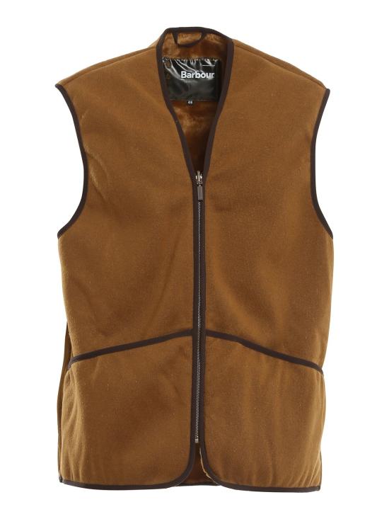 26FW 바버 웜 파일 웨이스트코트 집 인 라이너 MLI0004 MLI1 BR31 BROWN