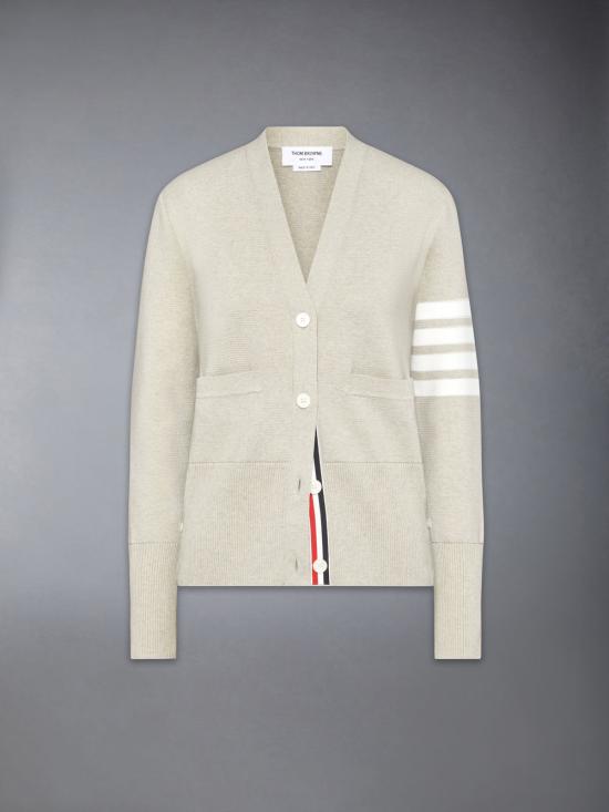 26FW 톰브라운 코튼 4바 밀라노 클래식 브이넥 가디건 FKC207A 00219 260 BEIGE DOM