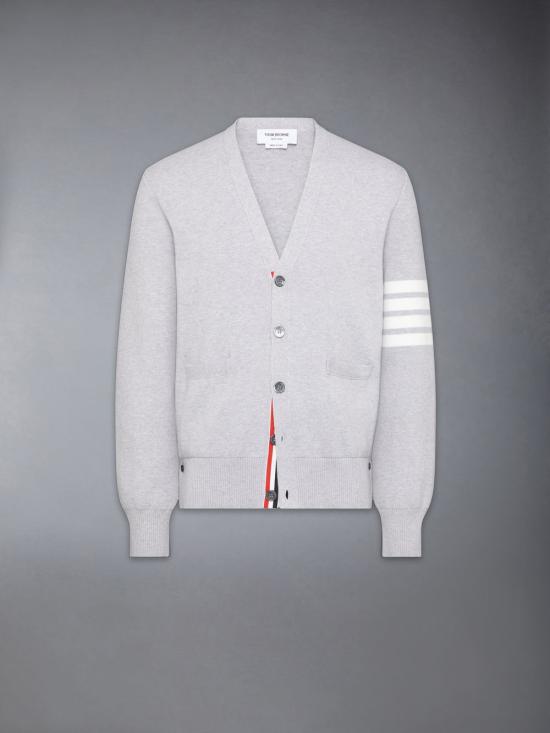 26FW 톰브라운 코튼 밀라노 스티치 4바 V넥 가디건 MKC171A 00219 066 PALE GREY DOM