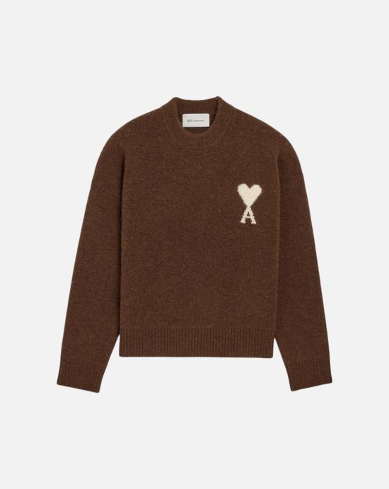 26FW 아미 ADC 크루넥 스웨터 UKS836 KN0135 A362 CHOCOLATE BROWN OFF WHITE