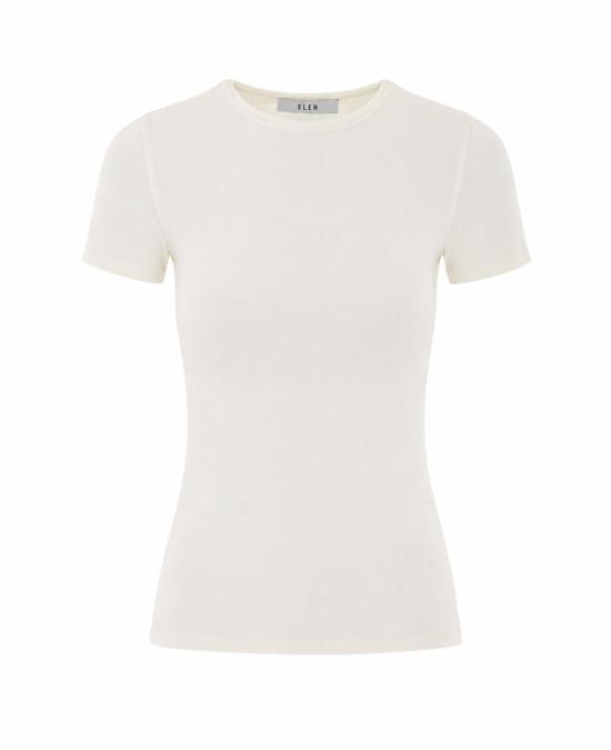 26FW 엘레 반팔 티셔츠 0041 CREMA WHITE