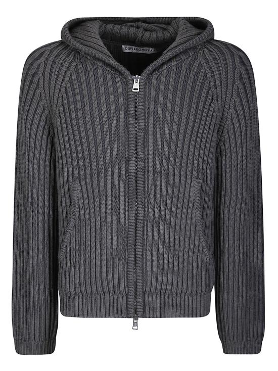 26FW 아워레가시 레벨 리브드 니트 후드 집업 M4263LS SAMIS SAGE STRIPE