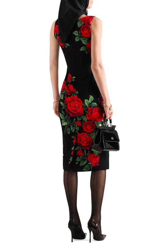 26FW 돌체앤가바나 미디 원피스 F622MTFSA9R HN6EJ ROSE ROSSE F NERO - DOLCE & GABBANA