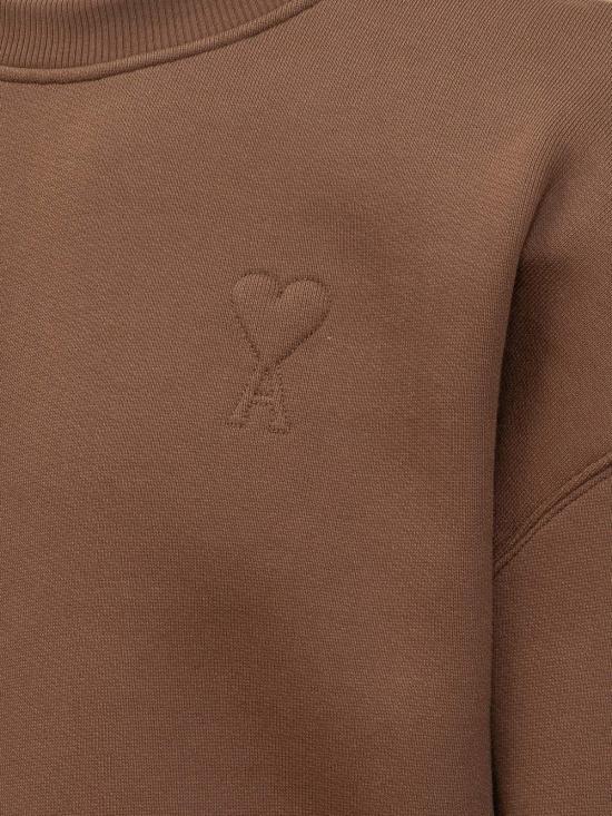 26FW 아미 톤온톤 하트 로고 코튼 스웨트셔츠 USW755749 2221 MARRON CHOCOLAT - AMI
