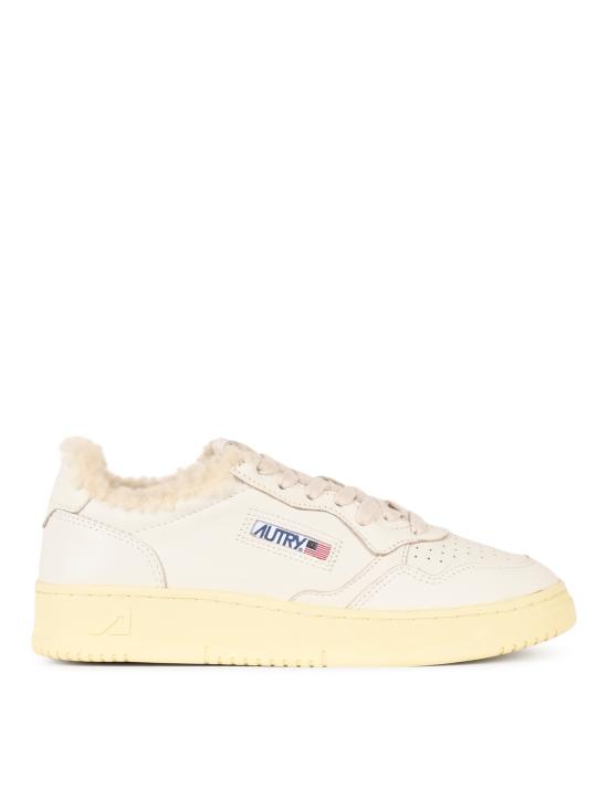 26FW 오트리 메달리스트 로우 레더 스니커즈 AULW SR01 GOAT SHEARLING WHITE