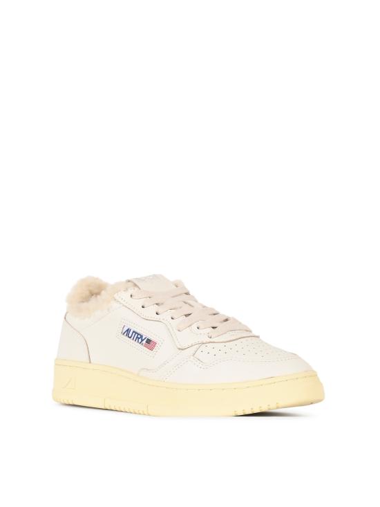 26FW 오트리 메달리스트 로우 레더 스니커즈 AULW SR01 GOAT SHEARLING WHITE - AUTRY