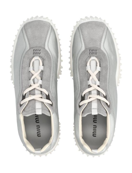 26FW 미우미우 버블 테크니컬 패브릭 및 스웨이드 스니커즈 5E806E3M0K F0424 CLOUDY GREY - MIU MIU