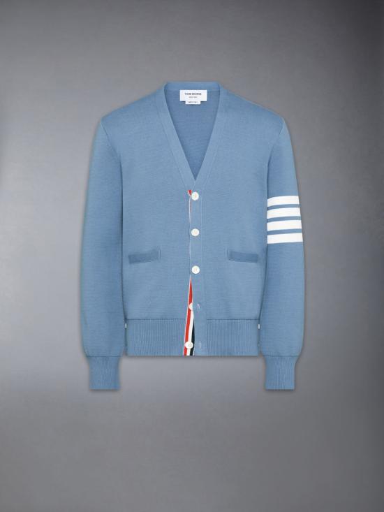 26FW 톰브라운 코튼 밀라노 스티치 4바 V넥 가디건 MKC171A 00219 471 LIGHT BLUE DOM