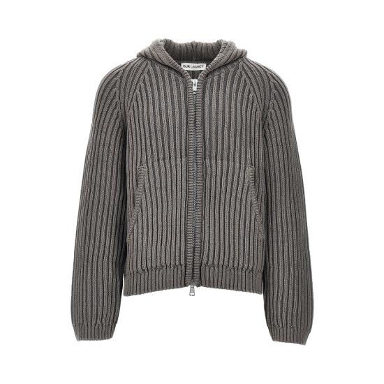 26FW 아워레가시 레벨 리브드 니트 후드 집업 레벨 리브드 니트 후드 집업 M4263LS Grey
